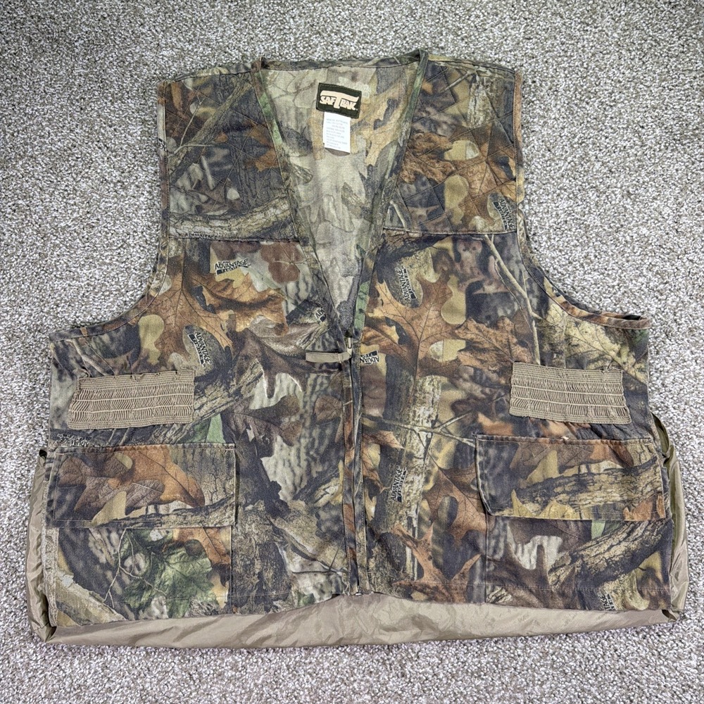 Vintage Men's Camo Hunting Vest Saftbak Classic Dove Style Padded